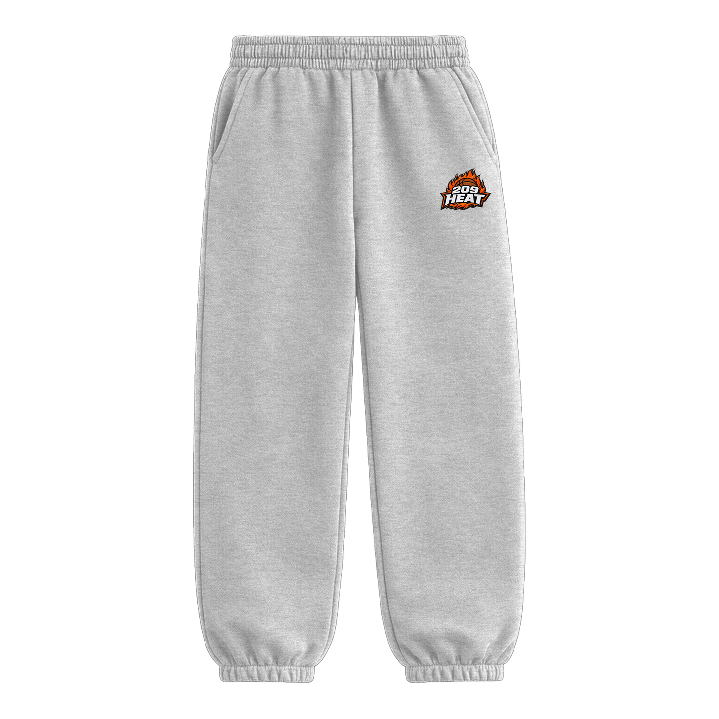 209 HEAT EMBROIDERED CLOSED BOTTOM SWEATS - HEATHER GREY