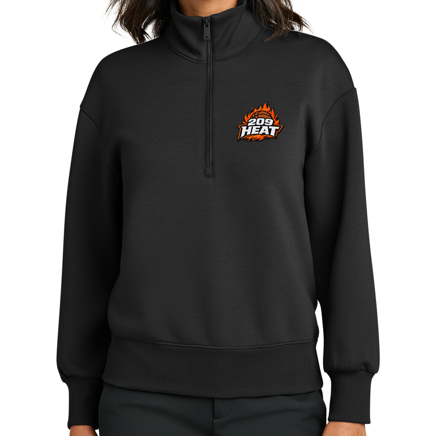 209 HEAT WOMEN'S QUARTER ZIP SWEATSHIRT - BLACK