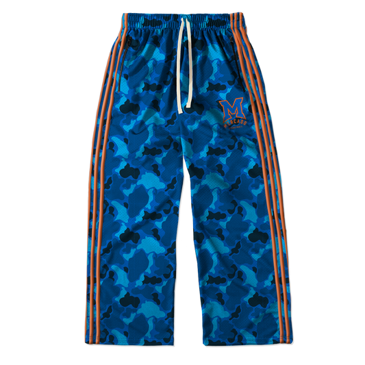 MERCADO CUSTOM STRIPED MESH TRACK PANTS - BLUE CAMO