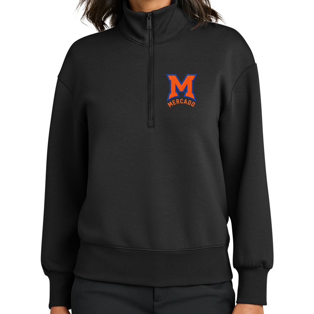 MERCADO WOMEN'S QUARTER ZIP SWEATSHIRT - BLACK