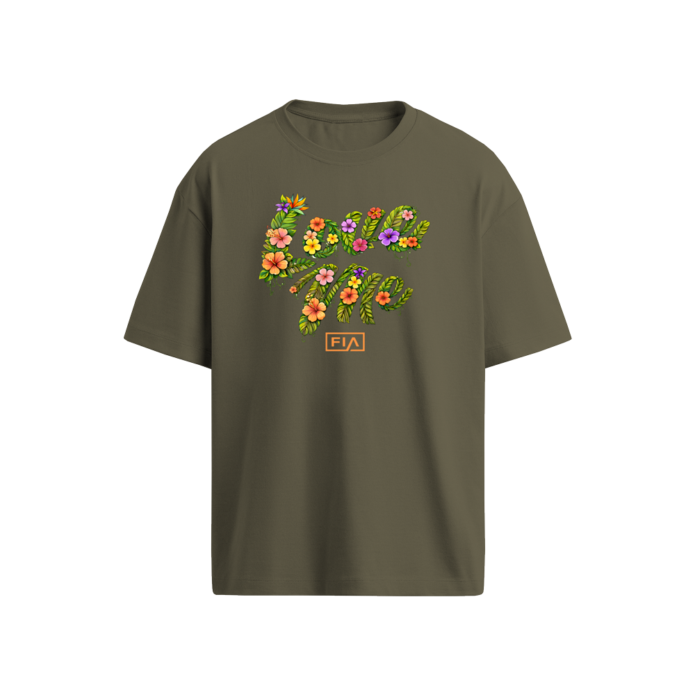LOVE ME FLORAL TSHIRT - ARMY GREEN