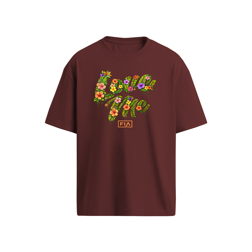 LOVE ME FLORAL TSHIRT - BURGUNDY