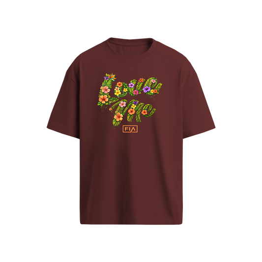 LOVE ME FLORAL TSHIRT - BURGUNDY