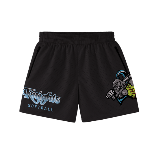 KNIGHTS UNISEX MESH SHORTS - BLACK