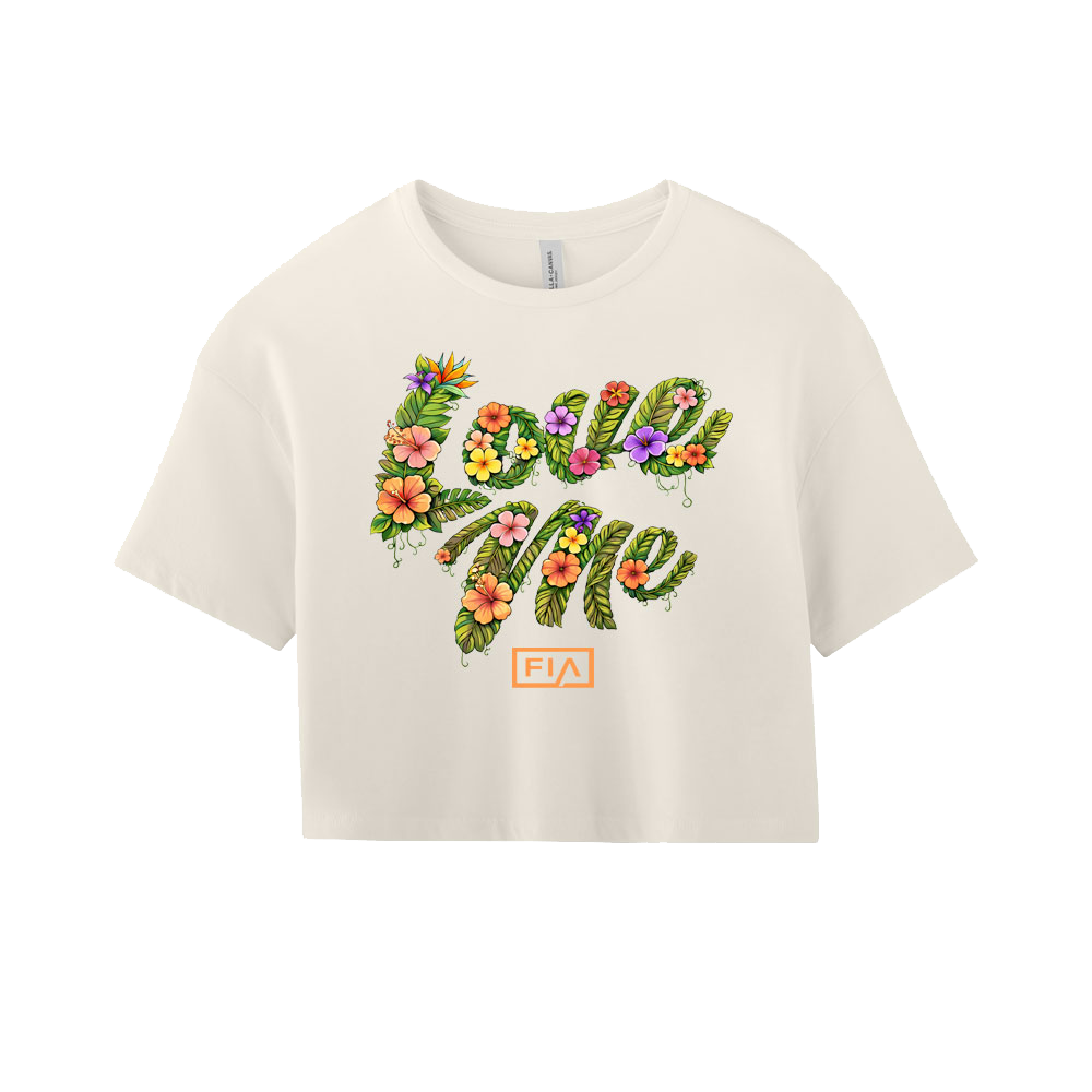 WOMENS LOVE ME FLORAL CROPPED TSHIRT - CREAM