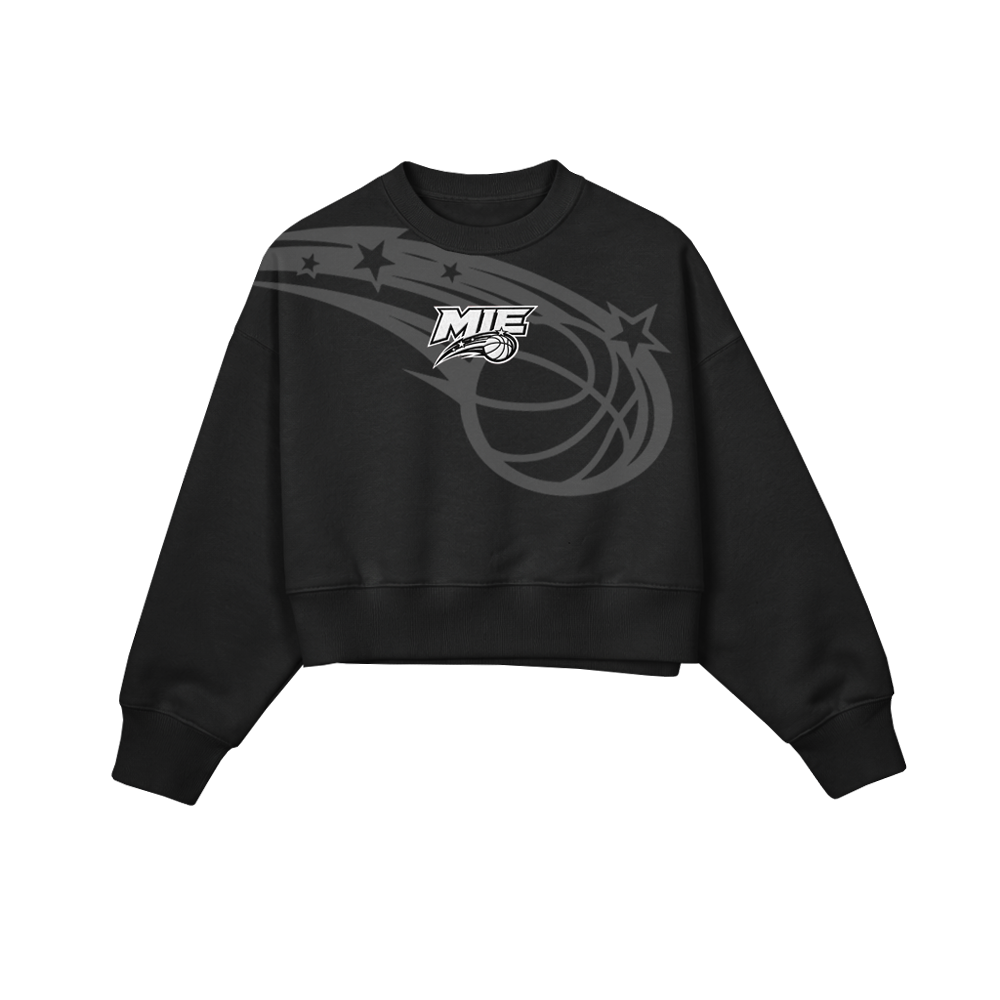 MIE EMBROIDERED WOMENS CROPPED CREWNECK - BLACK