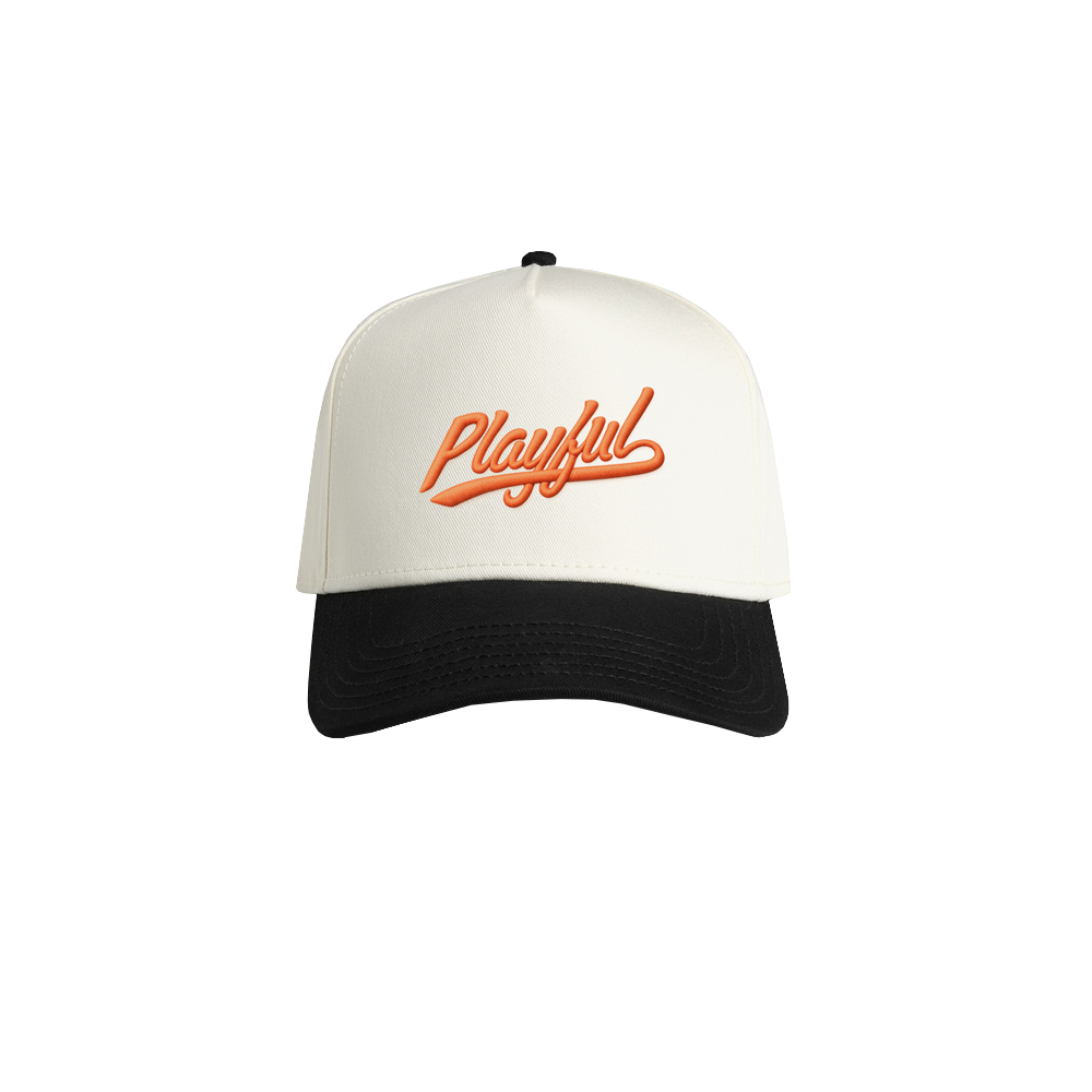 PLAYFUL SCRIPT FRAME CAP - CREAM/BLACK