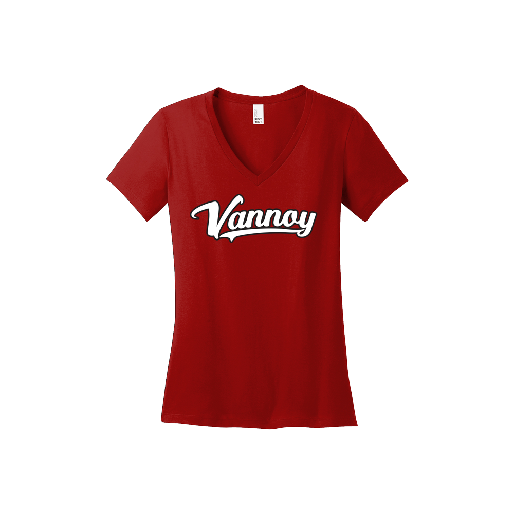 VANNOY SCRIPT WOMEN'S VNECK - RED