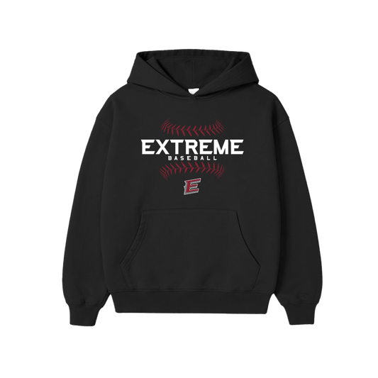 EXTREME BASEBALL SEAMS HOODIE - BLACK