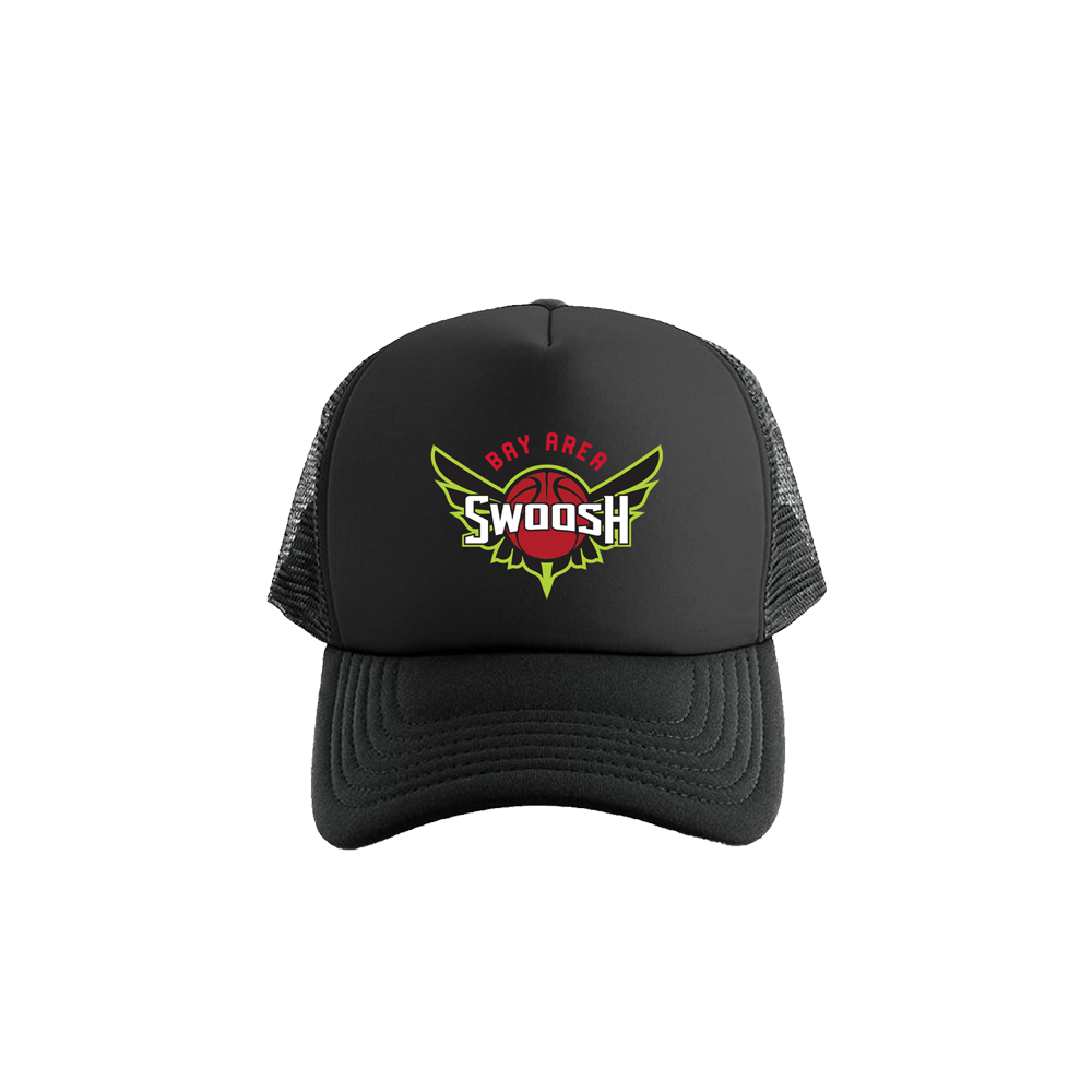 BAY AREA SWOOSH TRUCKER HAT - BLACK