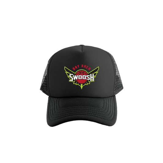 BAY AREA SWOOSH TRUCKER HAT - BLACK