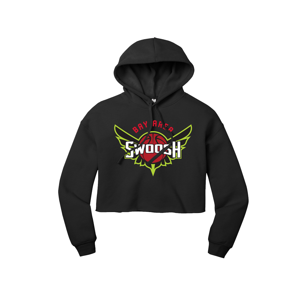 BAY AREA SWOOSH WOMENS CROPPED HOODIE - BLACK