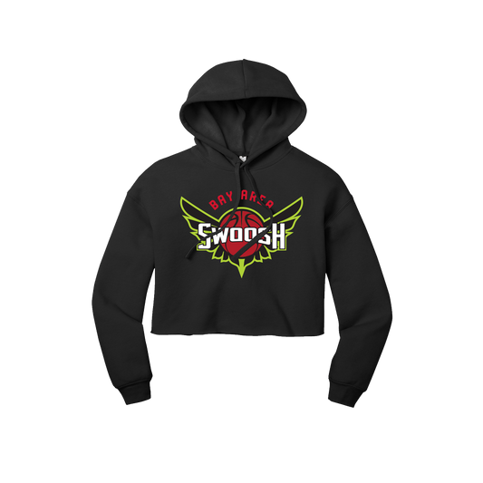 BAY AREA SWOOSH WOMENS CROPPED HOODIE - BLACK