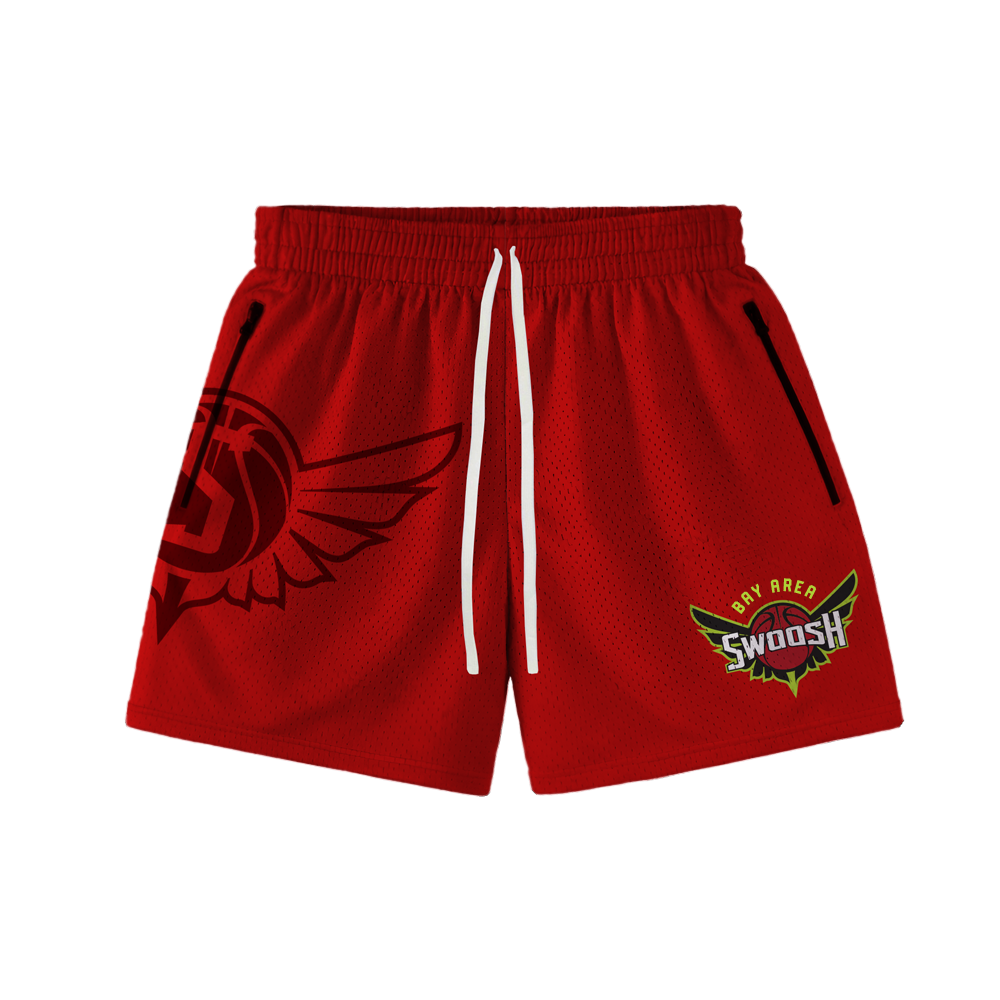 BAY AREA SWOOSH MESH SHORTS -  RED
