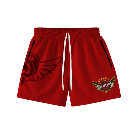 BAY AREA SWOOSH MESH SHORTS -  RED