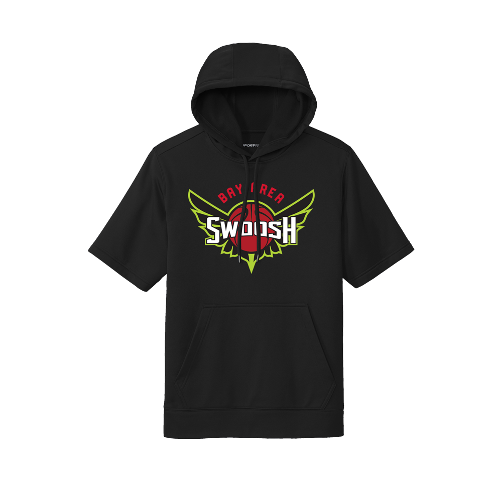BAY AREA SWOOSH SHORT SLEEVE PERFORMANCE HOODIE - BLACK