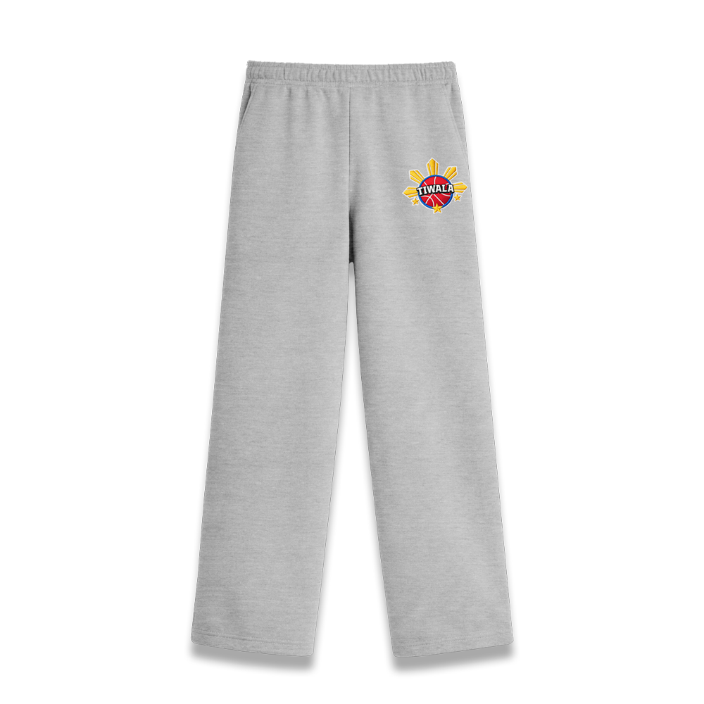 TIWALA EMBROIDERED OPEN BOTTOM SWEATS - HEATHER GREY