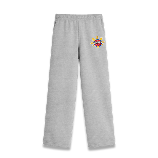 TIWALA EMBROIDERED OPEN BOTTOM SWEATS - HEATHER GREY