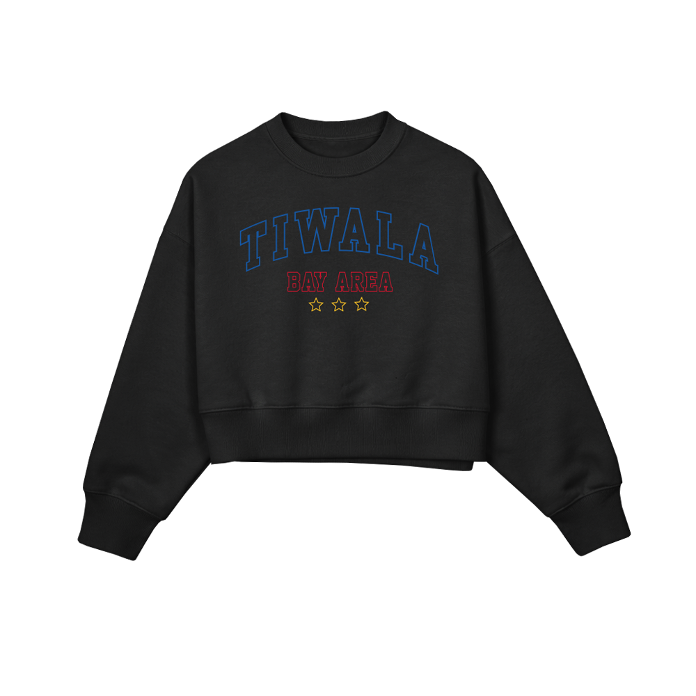 TIWALA OUTLINE WOMENS CROPPED CREWNECK - BLACK