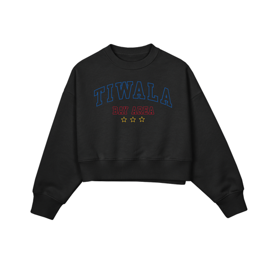 TIWALA OUTLINE WOMENS CROPPED CREWNECK - BLACK