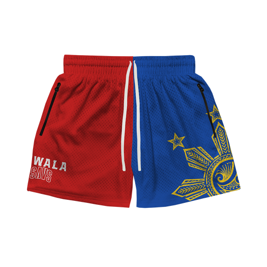 TIWALA X SAVS TRIBAL SUN MESH SHORTS - RED/BLUE