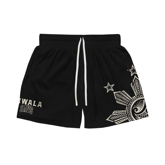 TIWALA X SAVS TRIBAL SUN MESH SHORTS - BLACK
