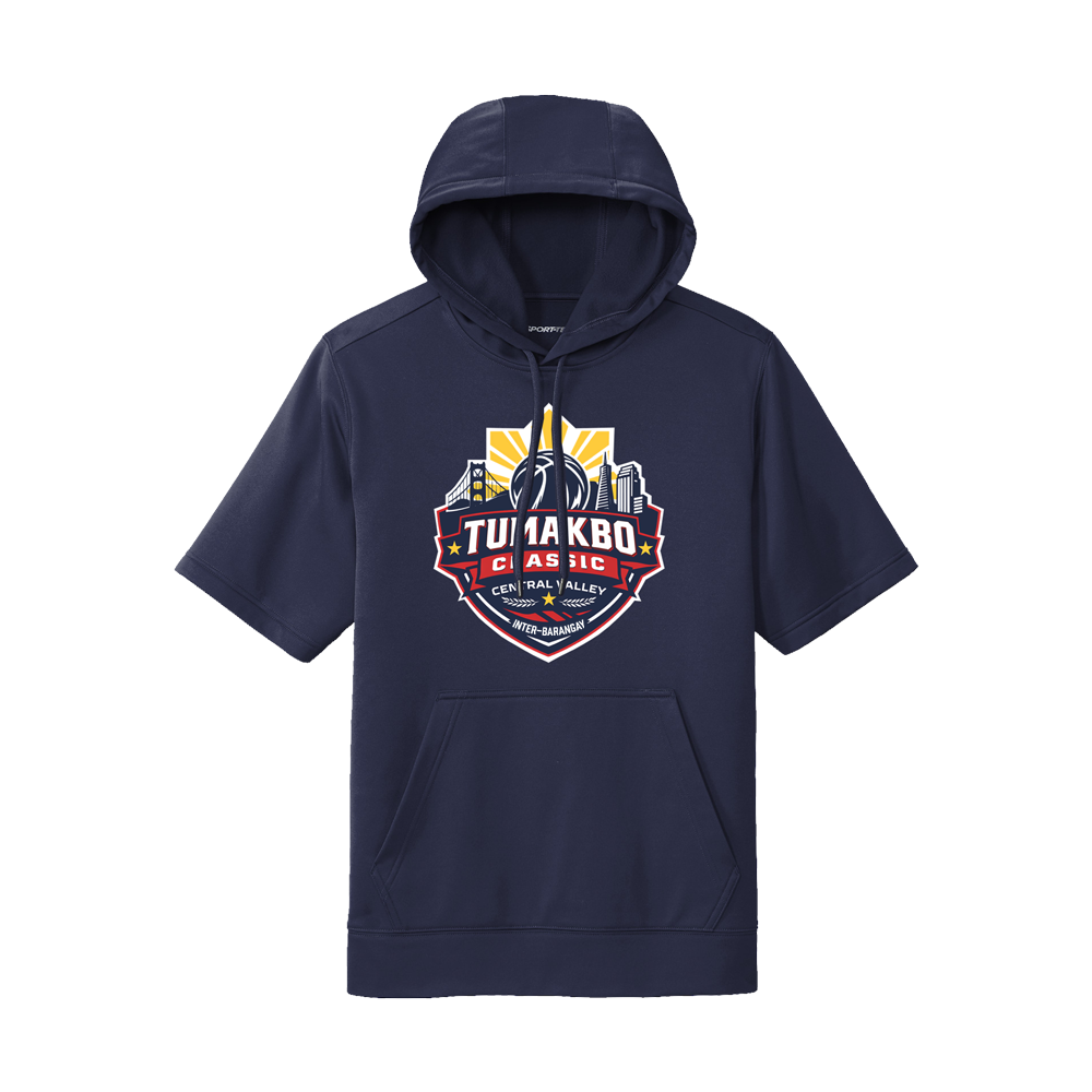 TUMAKBO SHORT SLEEVE PERFORMANCE HOODIE - NAVY
