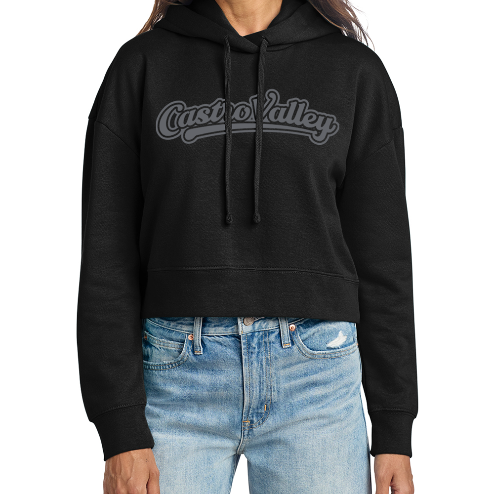 CV SCRIPT WOMEN'S CROPPED HOODIE - BLACK